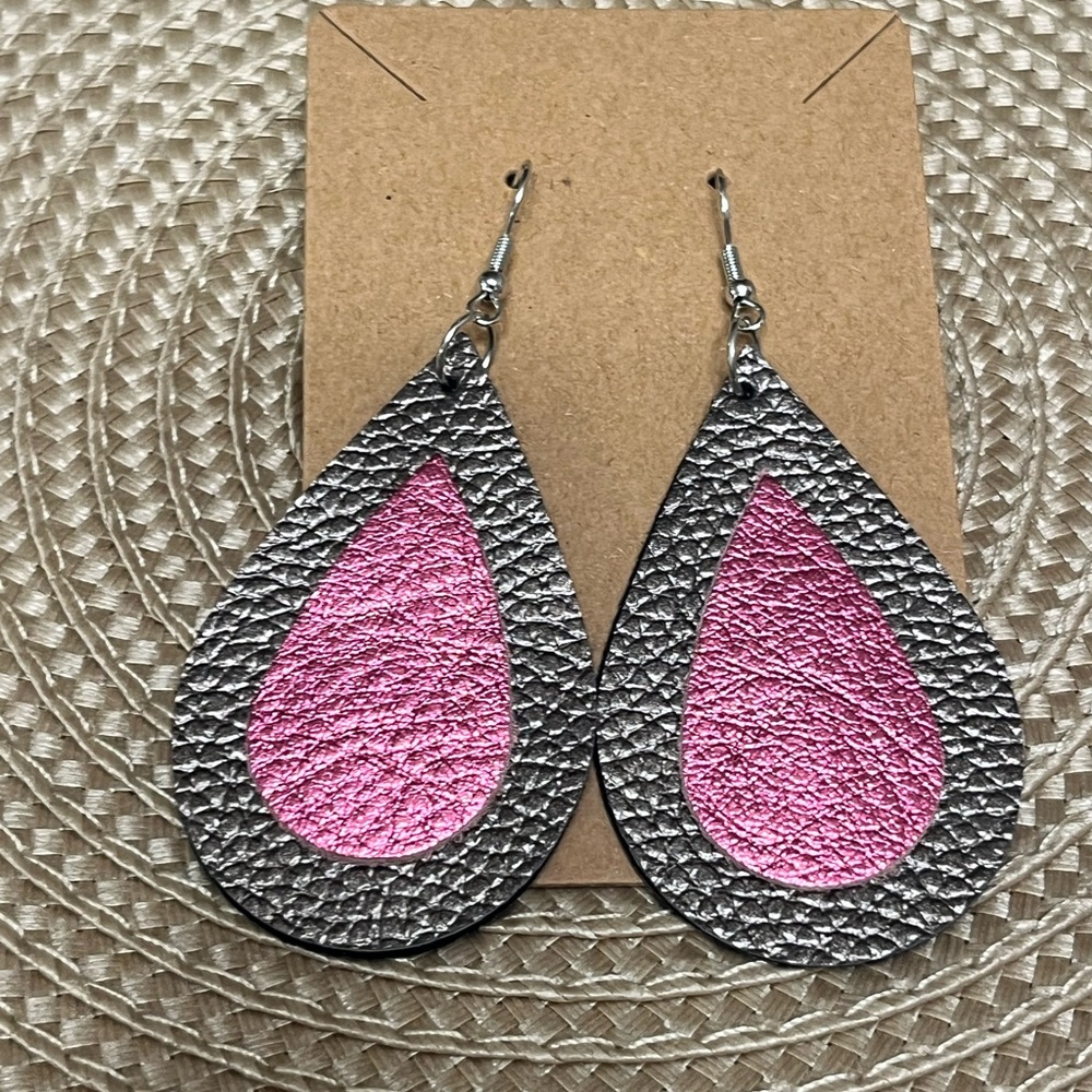 Pink and brown Teardrop Earrings